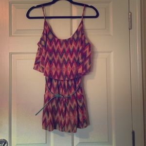 Colorful patterned romper with pockets! With belt!