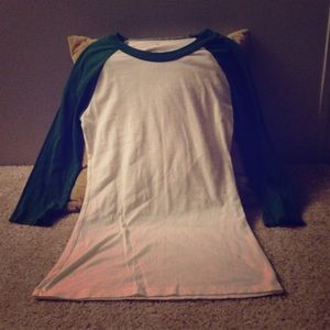 White and green baseball style shirt