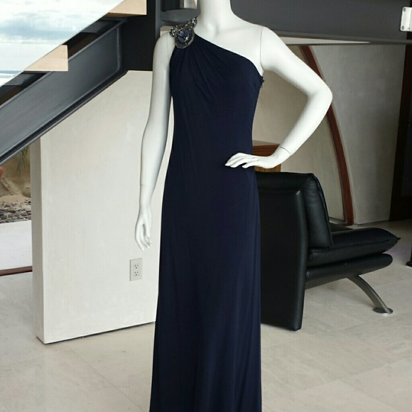 David Meister Dresses & Skirts - David Meister Navy one shoukder gown