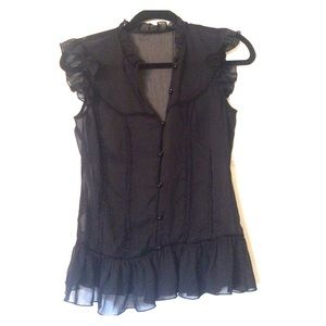 Ann Taylor navy blue translucent blouse