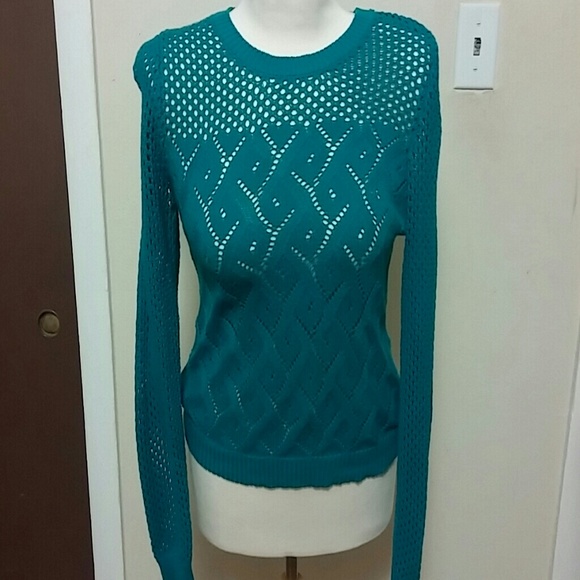 Crocheted sweater. Beautiful aqua!