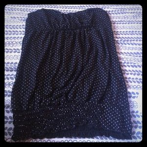 Strapless black&white polka dot top!