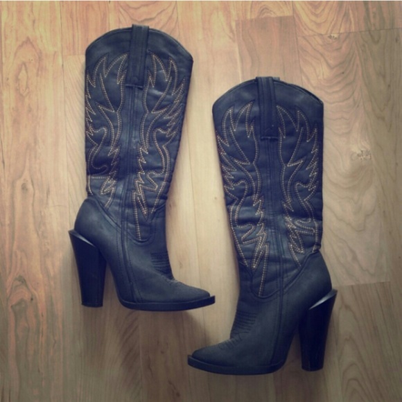 Heeled imitation cowboy boots