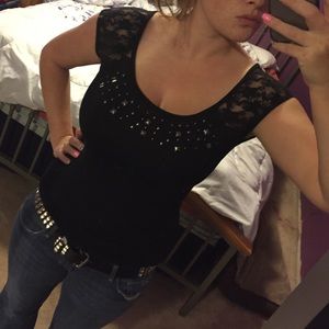 Black studded top