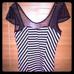 Monteau striped lace accented top