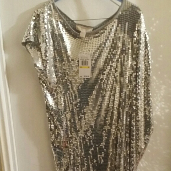 Silver sequined asymmetrical cut dress - Picture 1 of 3