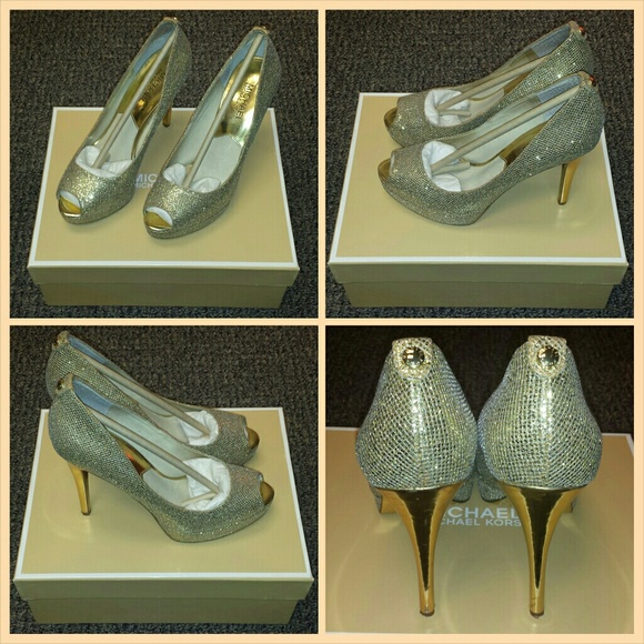 Michael Kors York Pumps, Gold Glitter