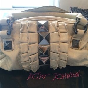 *SOLD* Betsy Johnson Cream Leather & Stud Handbag