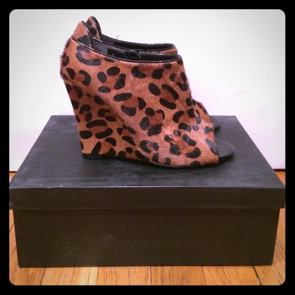 Nina leopard wedge bootie