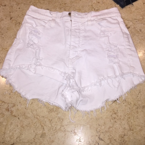 White Jean shorts