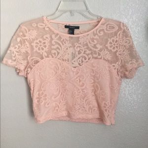 Peach Sheer and Opaque Crop Top