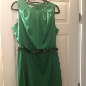 Green dress with black belt