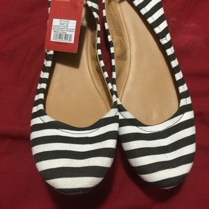 Black and white striped flexible flats!