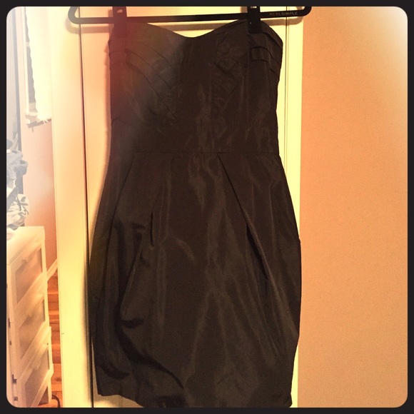 BCBG black strapless dress with front pockets