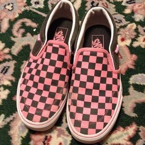 Pink & Black Vans Slip-Ons