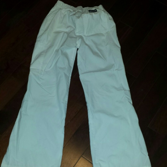 White cargo scrub pants