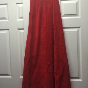 Vintage 70s Red Velvet High-Waisted Maxi Skirt(13)