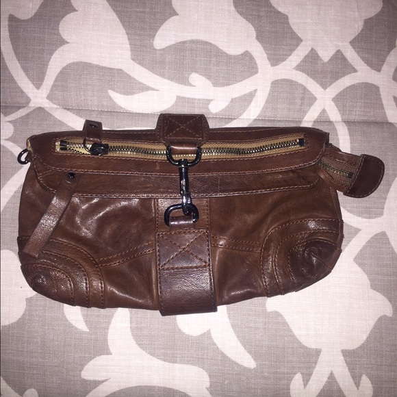 Andrew Marc cognac leather clutch. Used once.