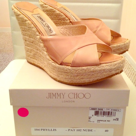 Jimmy Choo Nude Patent Espadrilles Size 40