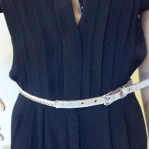 New gap silver leather braided belt