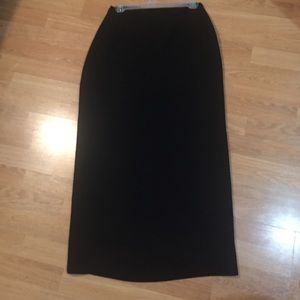 Black, mid-calf length skirt