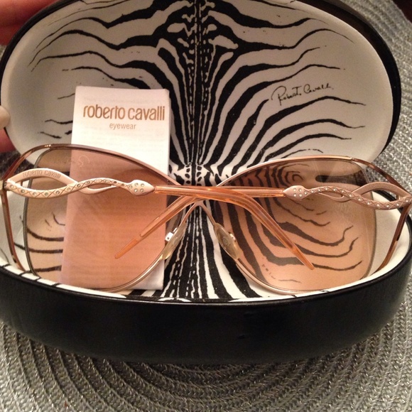 Roberto Cavalli Rose Gold Crystal Snake Sunglasses