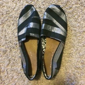 Black and Grey Striped Madden Girl Flats