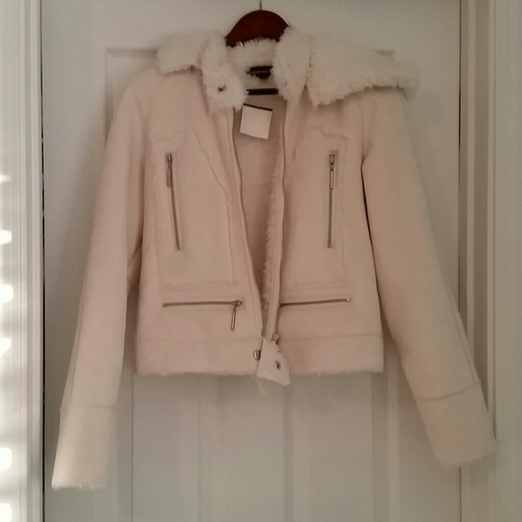Suede Bebe cream color biker jacket