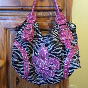 Pink zebra purse