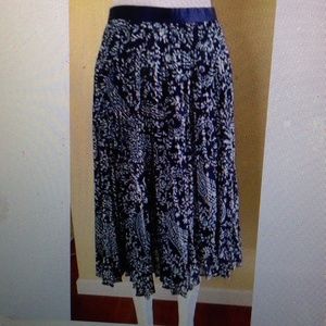Long navy patterned anthropologie skirt