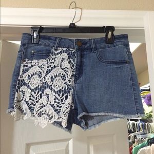 High waisted denim shorts