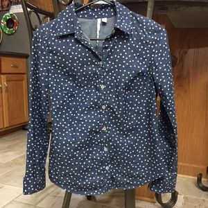 Denim Top with little white heart details!