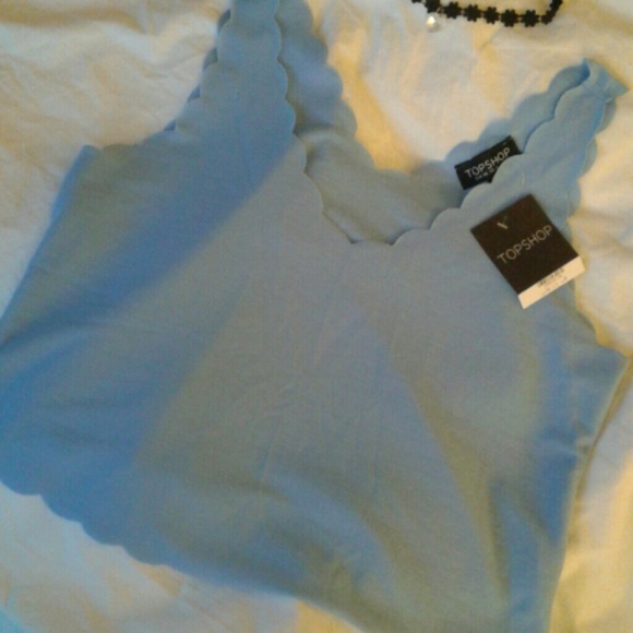 Topshop Tops - TOPSHOP PASTEL BLUE CROP TANK
