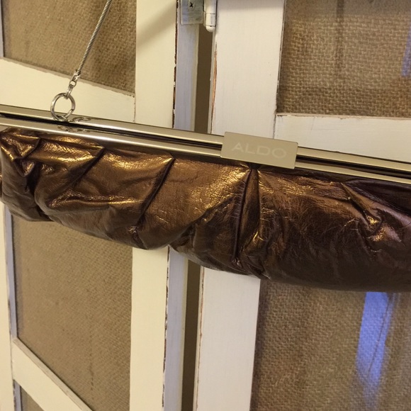 Aldo Metallic Bronze Clutch with Chain - Picture 2 of 3