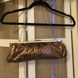 Aldo Metallic Bronze Clutch with Chain
