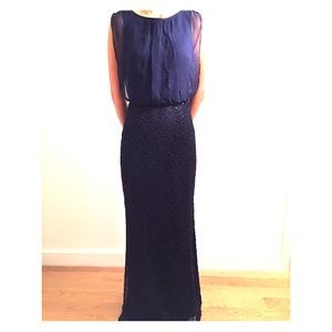 NEW Aidan Mattox Navy Blue Lace Gown