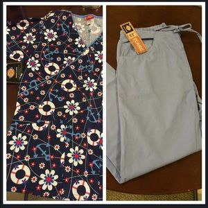 ✂️PRICE CUT✂️ Anchor Scrub Top with Scrub Pants