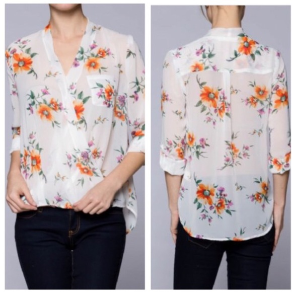 Faux wrap chiffon top - Picture 4 of 4