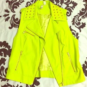 Neon Studded Moto Vest 😎