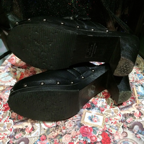 SOLD IN BUNDLE Black Faux Leather Buckled Clogs - Picture 4 of 4