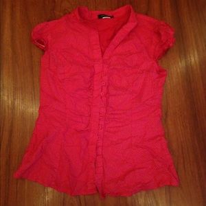 Red polka dot button up