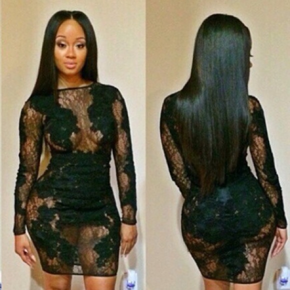 Mini Black Lace Bodycon Dress! - Picture 2 of 2