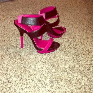 BCBG pink and black heels