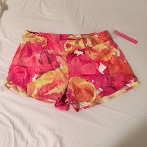 Alice + Olivia - Pink Rose Silk Shorts