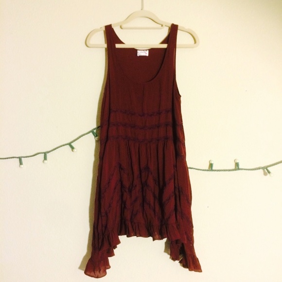 Free People maroon lace slip