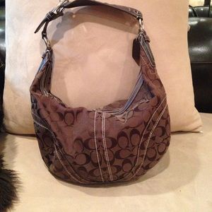 Signature Chocolate Leather Hobo Shoulder Bag