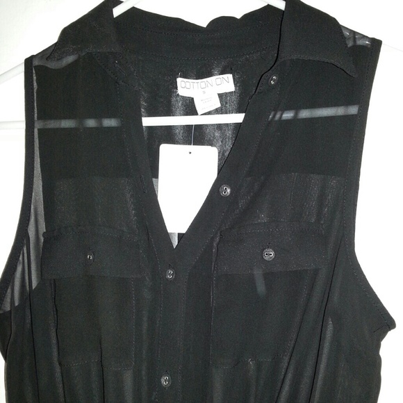 SHEER BLACK BUTTON DRESS SM