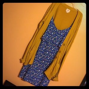 Cardigan and floral dress