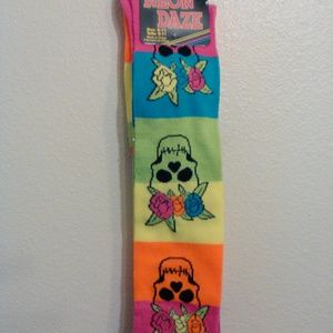 Knee high neon skull socks! NWOT.
