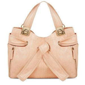 Blush Knotted Bow Handbag Gold Accent